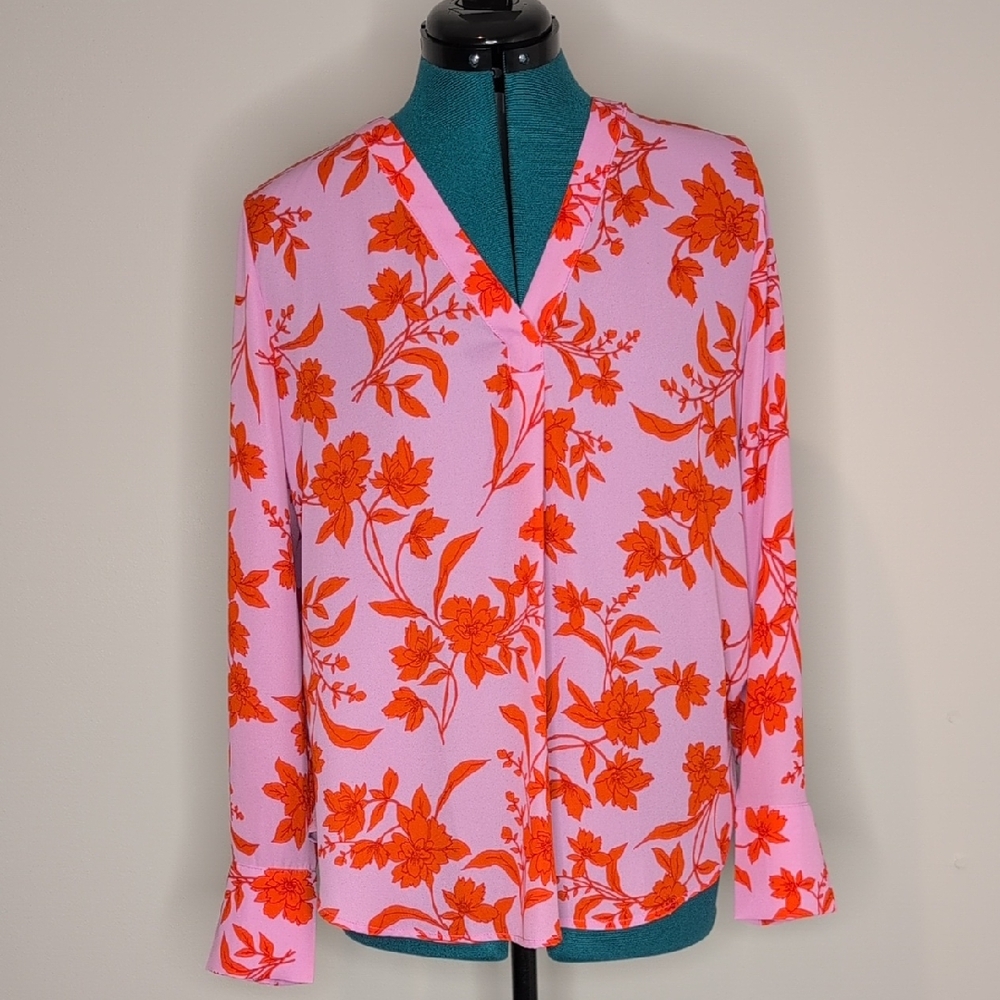 Floral Pink and Orange Women's Top